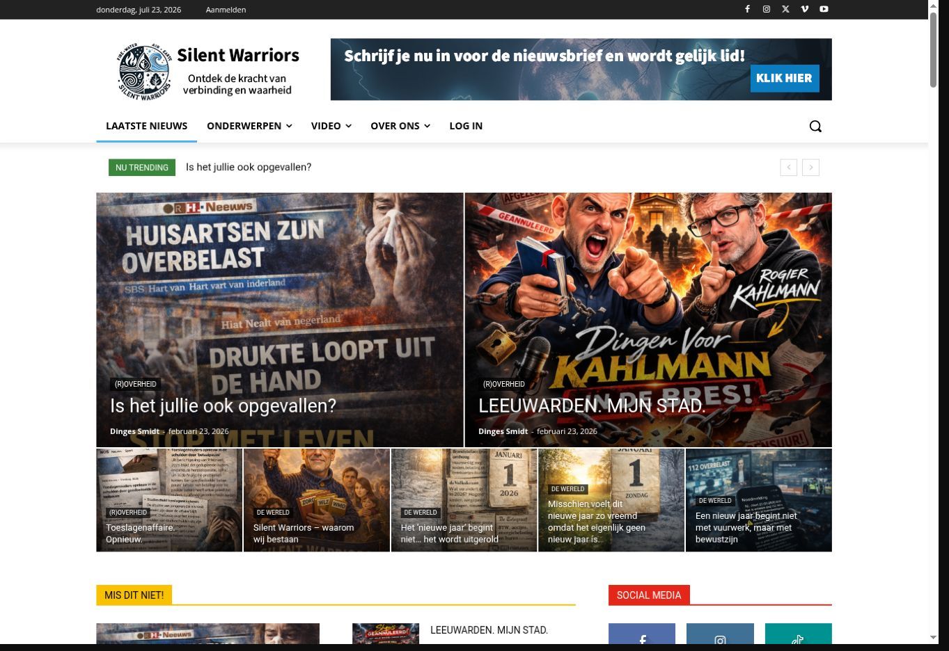 Homepage van Silent Warriors